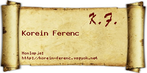 Korein Ferenc névjegykártya